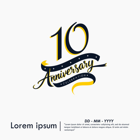 50th years anniversary celebration emblem. elegant anniversary logo isolated with ribbon on white background. vector illustration template designのイラスト素材