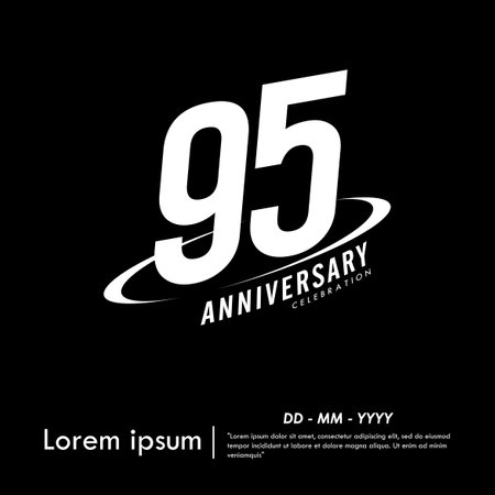 95th years anniversary celebration emblem. congratulations anniversary logo isolated with oval ring. black and white tone. vector illustration template designのイラスト素材
