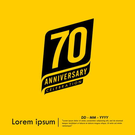 70th years anniversary celebration emblem. congratulations anniversary black logo isolated with...