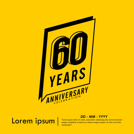 60th years anniversary celebration emblem. congratulations anniversary black logo isolated with...
