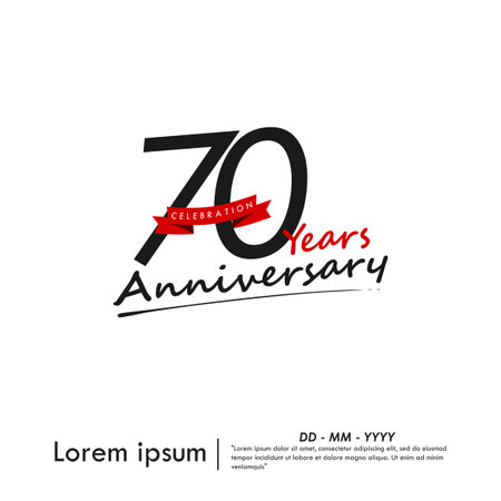 70th years anniversary celebration emblem. congratulations anniversary calligraphy logo isolated...