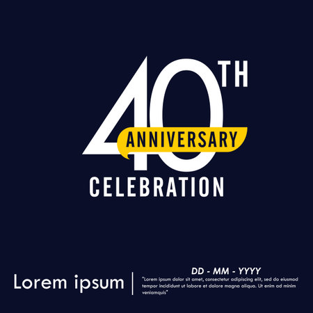 40th years anniversary celebration emblem. elegant anniversary logo isolated with yellow ribbon on...