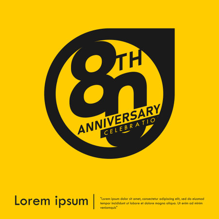 80th years anniversary celebration emblem. congratulation anniversary logo badge on yellow background. vector illustration template design for web bannerのイラスト素材