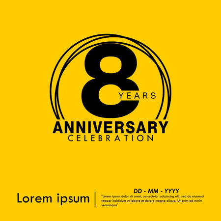8th years black anniversary celebration emblem. congratulation anniversary award logo with rings on...