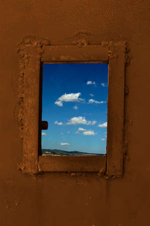 Landscape of the stain behind an iron gateの写真素材