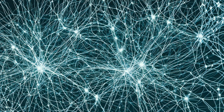 Neural network concept. Connected cells with links. High technology process. Generative AIの素材
