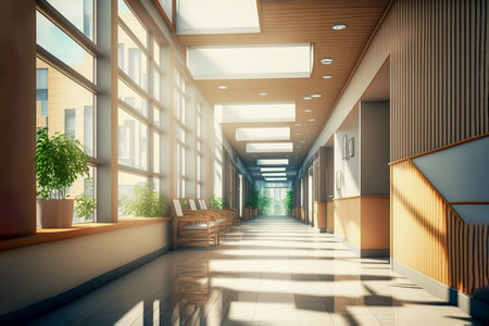 Hospitals waiting room corridor: creating a stress-free environment, Generative AIの素材