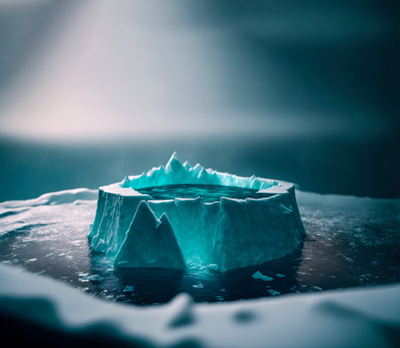 Frozen ice product display podium, Generative AIの素材