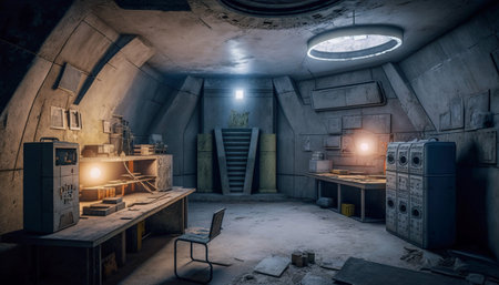 Beneath the Surface, Inside an Underground Bunker, Generative AIの素材