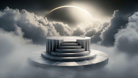 Aerial Product Showcase Podium with Stairs, Generative AIの素材