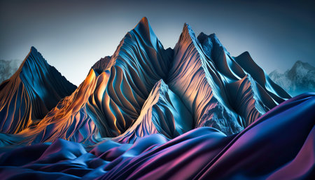 Fabric Mountains, A Colorful and Abstract Landscape, Generative AIの素材
