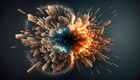 Fiery Explosion, An Abstract Illustration of Explosive Energy, Generative AIの素材