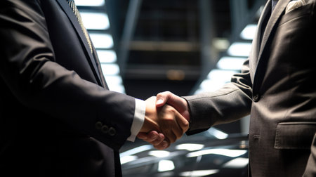 Closing the Deal, A Handshake Between Businessmen in Suits, Generative AIの素材