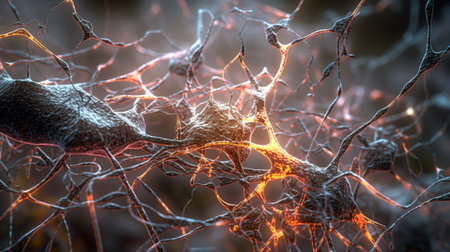 The Intricate Electrical Communication System of Neurons in the Brain, Generative AIの素材