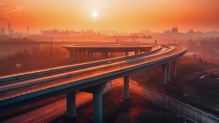 Large and Long Modern Bridge Connecting Cities, Generative AIの素材