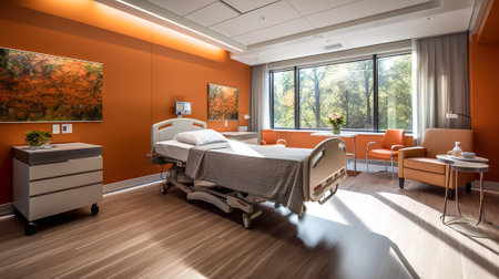 Creating a Healing Environment, Modern Hospital Patient Room, Generative AIの素材