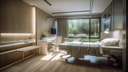 Patient-Centered Design, A Look at Modern Hospital Room, Generative AIの素材