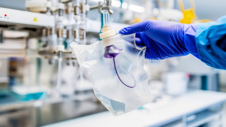 Intravenous Therapy in Hospital Room, Nurse Checking IV Bag, Generative AIの素材