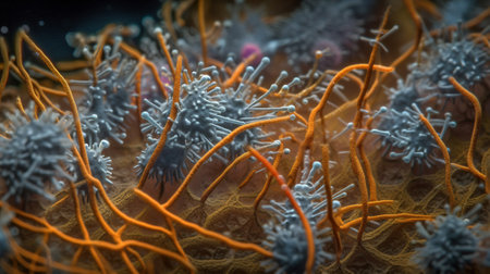 Microbiology Research, A Close-up of Mycobacterium Tuberculosis Bacteria, Generative AIの素材