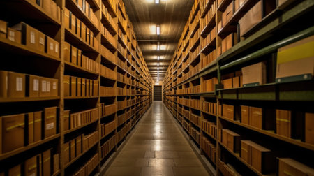Underground Bunker Storage, A Large Room Full of Supplies for Survival Preparedness, Generative AIの素材