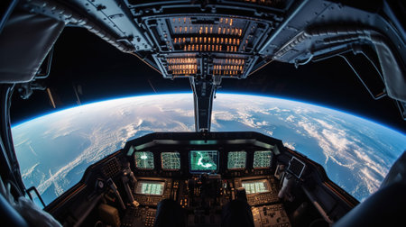 Return to Earth, An Astronaut Piloting a Space Shuttle Descending Through the Atmosphere, Generative AIの素材