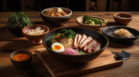 Wakayama Ramen, The Authentic Japanese Noodle Dish with Savory Fermented Fish Broth, Generative AIの素材