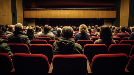 Gathering of the Minds, Attendees Packed in a Lecture Hall Absorb Knowledge, Generative AIの素材