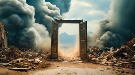 Opening New Possibilities: A Start-Up Adventure Begins Behind the Door in the Burning Desert, Generative AIの素材