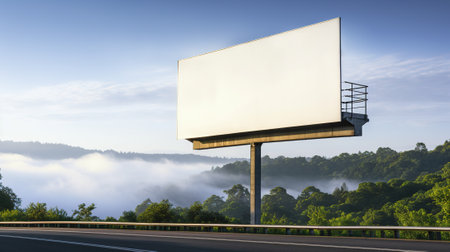 Make a Bold Statement: Exterior Sign, Blank Billboard for Your Marketing Campaign, Generative AIの素材