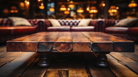 Showcase Products on a Modern Wood Coffee Table Product Display Podium, Generative AIの素材
