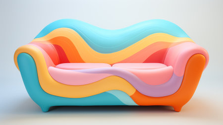 Vibrant and Trendy: 3D Colorful Designed Modern Sofa for Contemporary Interiors, Generative AIの素材