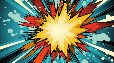 Colorful Chaos, A Bang Explosion, Retro Vintage Comics Style Colorful Chaos, Generative AIの素材