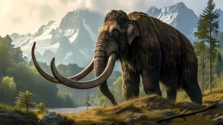 The Woolly Mammoth, Gigantic and Majestic Mammal, From the Ice Age to Extinction, Generative AIの素材