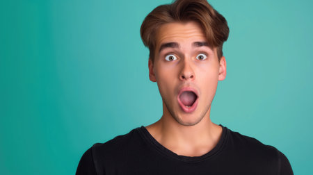 Beyond the Limits of Belief, A Young Man with Surprised Face Expression, Generative AIの素材