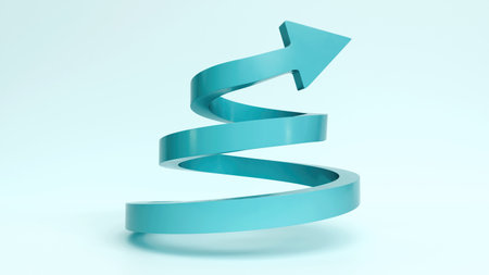 The Upward Spiral, Rising to the Top, Spiral Arrow Pointing Up, Business Growth and Success, 3D...