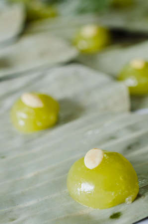 Kanom Jamongkut, this is a process of making the Thai dessert.の写真素材
