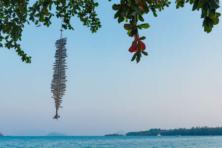 Lumber mobile against seascape background. Selective Focus. Suitable for use as wallpapers.の写真素材