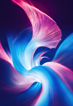 3D rendered computer generated image of a colorful pink and blue electrical storm. Tornado vortex...