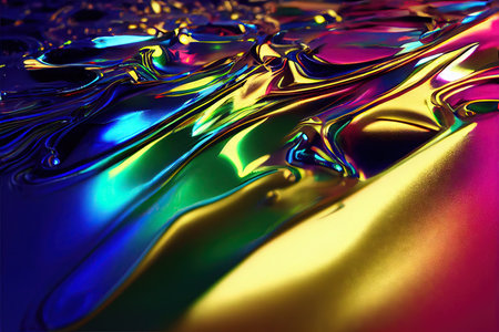 3D rendered computer generated image of a liquid metal rainbow. Bright and colorful polychromatic...