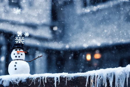 3D rendered computer generated image of a winter snowman. Cold and frosty snow with a modern look...