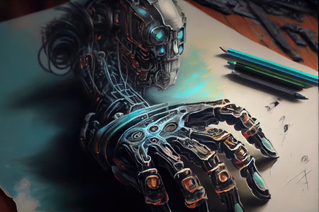 AI artist image generated by artificial intelligence. Prompt craft and prompt artists are disrupting traditional artists and outraging them with robotic art styles like this artistの素材