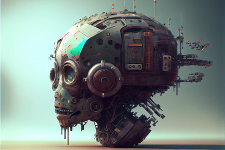 Computer generated image of a digital brain to represent artificial intelligence, machine learning,...