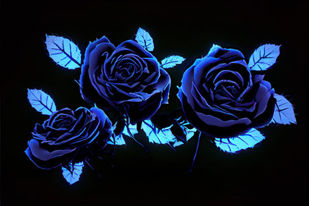 Romantic black roses - bright and colorful flowers created by generative AI. Floral background wallpaper with digital painted look.の写真素材