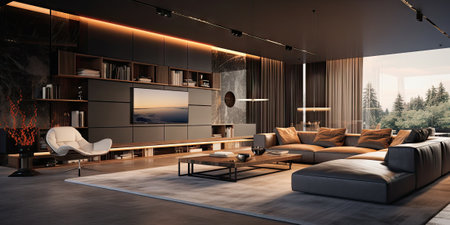 Modern bright interiors apartment 3D rendering illustration computer generated image not photosの素材