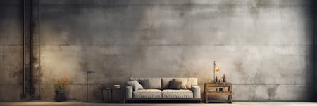 Interior of modern living room with grey wall and sofa 3d renderingの素材
