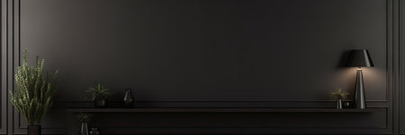 Black wall mock up. 3d illustration. 3d render.の素材