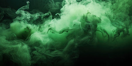 Green smoke on black background. Fantasy fractal texture. Digital art. 3D rendering.の素材