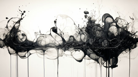 Black ink in water. Ink in water. Abstract background for design.の素材