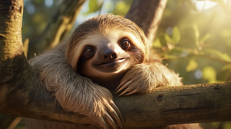 Cute sloth in the jungle. Animal in the nature.の素材