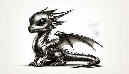 dragon isolated on a white background. 3d rendering and illustration.の素材